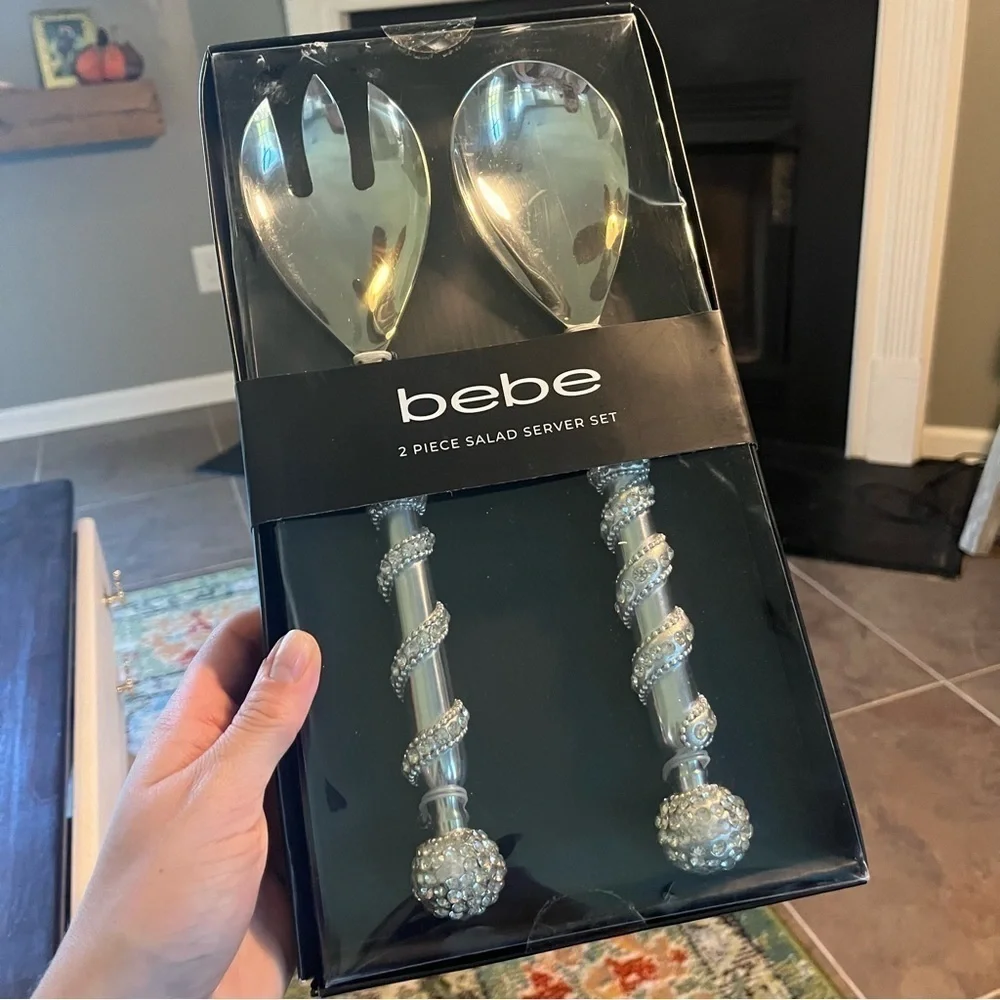 New Bebe bedazzled salads serving set and 3 knife set